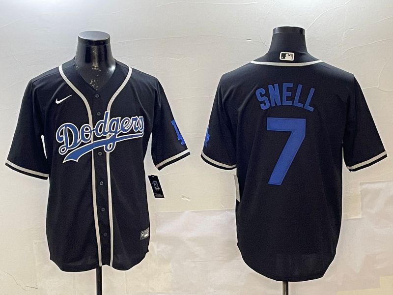 Men Los Angeles Dodgers #7 Snell Black Fashion Game 2025 Nike MLB Jersey style 4